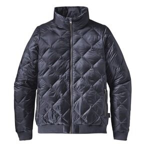 Patagonia Women's Prow Quilted Bomber Jacket Duck Down filled  Small Black